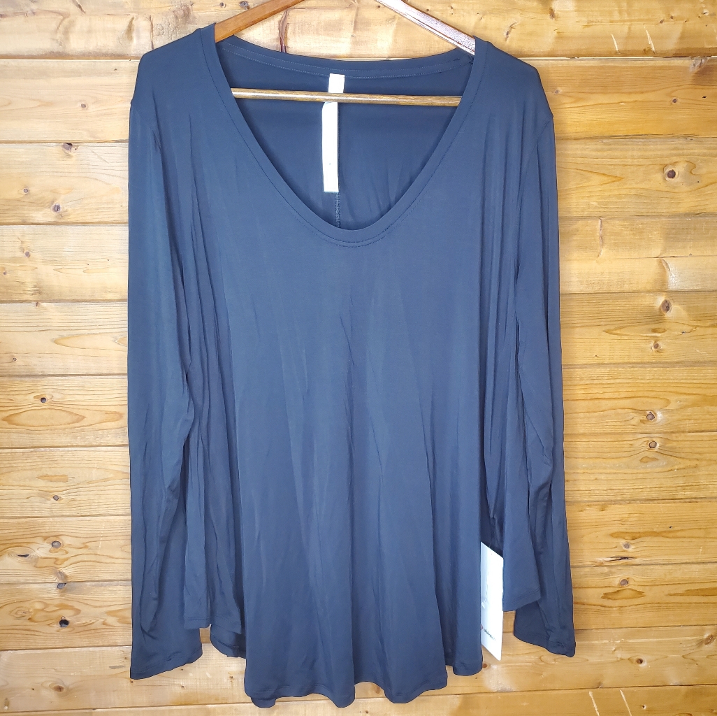 Nwt Lululemon Black Top Workout Athletic Long Sleeve Stretch U-Neck Size 12
